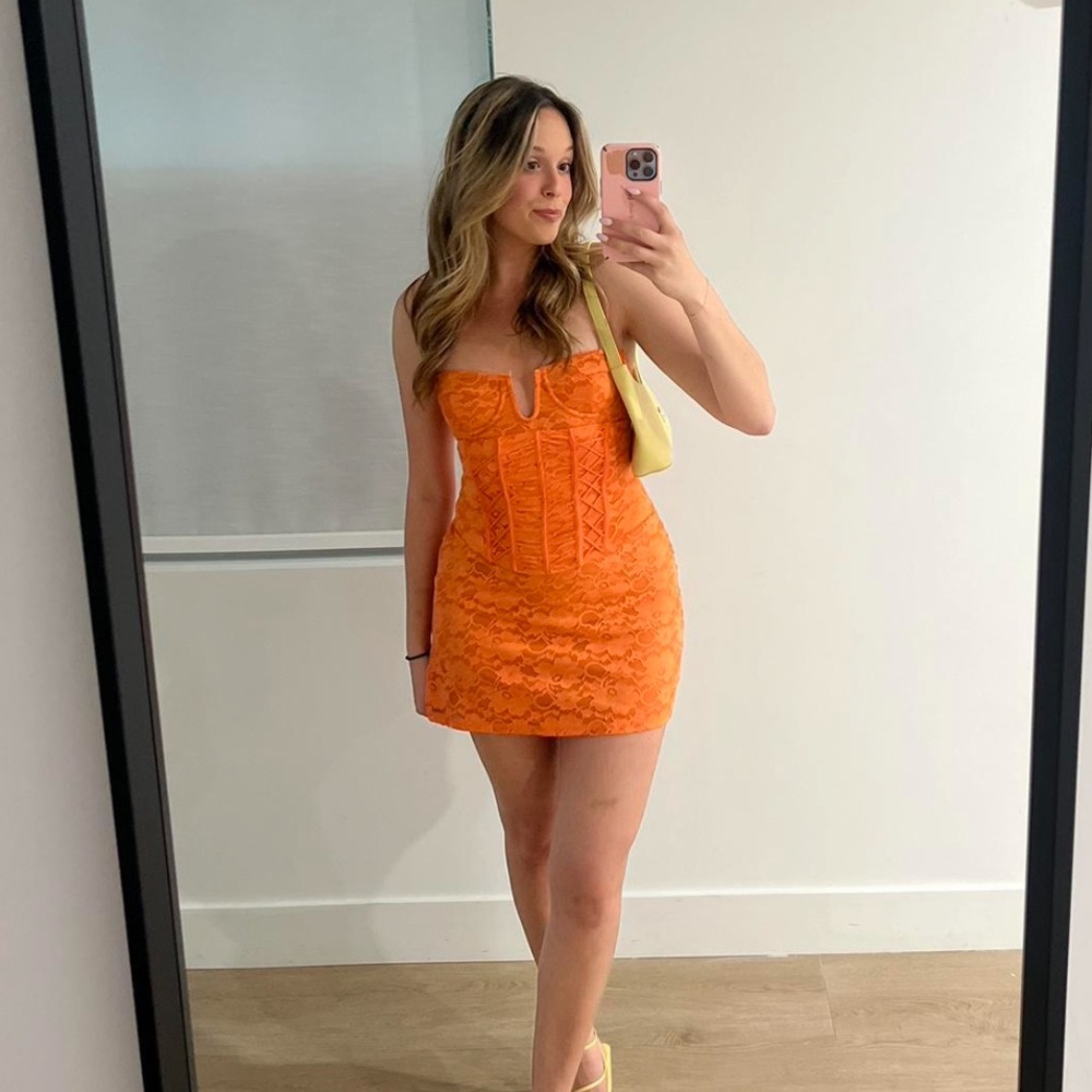 Outcast Orange Lace Mini Dress